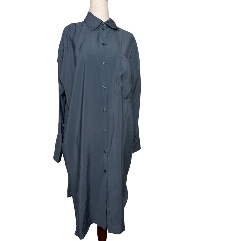 DELUC‎ Augusta Dress Dark Grey Button Down Shirt Dress S NWT